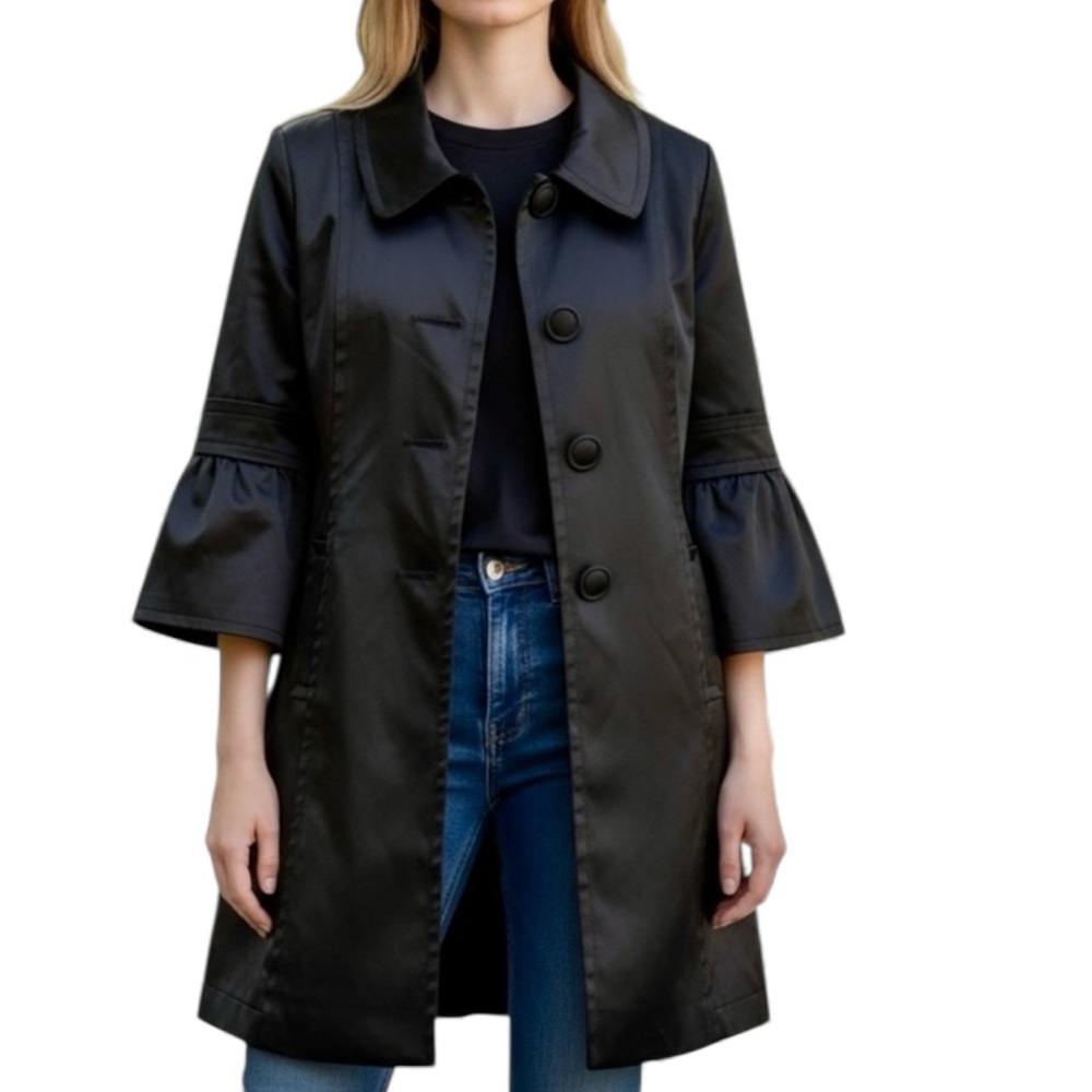 Live a Little Black Flare Sleeve Button Front Jacket‎ Medium